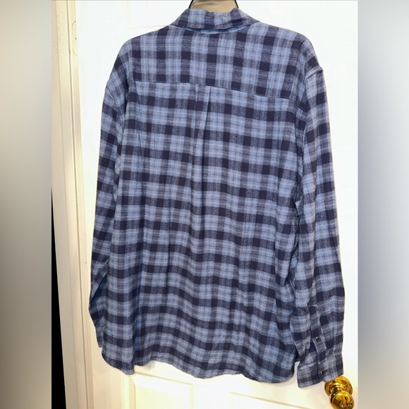 NWT Chaps Ralph Lauren 2XL Navy Brushed Flannel Plaid Men's Flannel Shirt Button - Picture 4 of 5